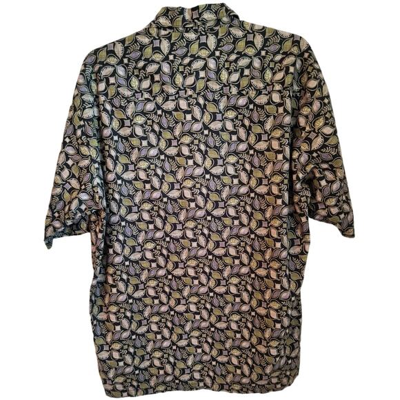 Tori Richard Hawaiian Button Down Shirt Men's Size M Black Tropical Short Sleeve - Picture 3 of 14